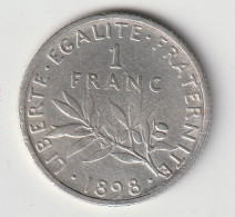 Semeuse 1 Franc Argent 1898- Silver - - 1 Franc