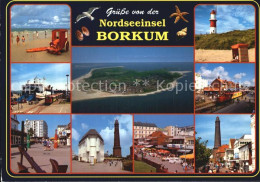 72450703 Borkum Nordseebad Strand Leuchtturm Faehre Fliegeraufnahme Promenade Bo - Borkum