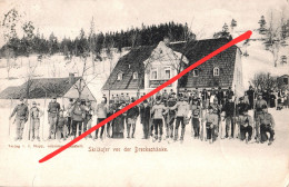 AK Dreckschänke Gasthof Skiläufer Ski Militär Breitenbach Potucky Johanngeorgenstadt Platten Abertham Winter Erzgebirge - Sudeten
