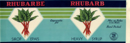 ÉTIQUETTES - RHUBARBE,SIROP EPAIS - RHUBARB, HEAVY SYRUP - 28 OZS CANADA - DIMENSION 11 X 33 Cm - - Fruits Et Légumes