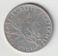 Semeuse 1 Franc Argent 1901- Silver - - 1 Franc