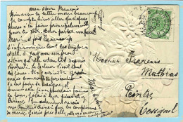 Postkaart Met Sterstempel LONGLIER - 1909 - Cachets à étoiles