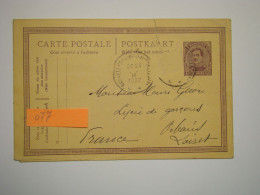 O77 Belgique Carte Entier Postal Belge Bruxelles Pour  Orléans Loiret France 1922 - Postcards 1909-1934