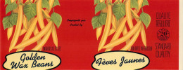 ÉTIQUETTES - GOLDEN WAX BEANS - FÈVES JAUNES - 28 OZS CANADA - DIMENSION 11 X 33 Cm - - Fruits Et Légumes