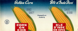 ÉTIQUETTES - GOLDEN CORN ON COB - BLÉ D'INDE DORÉ EN ÉPIS - 35 OZS CANADA - DIMENSION 13 X 32.5 Cm - - Fruits Et Légumes