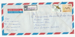 1984 Registered GOTHAMI MOTOR WORKS AGENCY PO Sri Lanka COVER Deer Bird Stamps Air Mail To GB Reg Label Car - Sri Lanka (Ceylon) (1948-...)