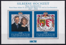 MiNr. Block 14 Liechtenstein 1992, 1. Juni. Blockausgabe: 25. Hochzeitstag Von Fürst Hans-Adam II Mit ET-Vollstempel - Blocs & Feuillets