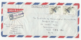 1984 Registered NALLUR TEMPLE Sri Lanka COVER Multi Bird Stamps Air Mail To GB Reg Label Hinduism Religion - Hinduism