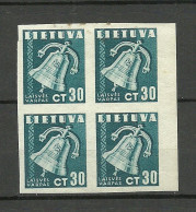 LITAUEN Lithuania 1940 Michel 441 U As 4-block MNH - Lituanie