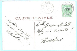 Postkaart Met Sterstempel HARCHIES - 1911 - Cachets à étoiles