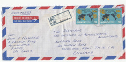 1984 Registered KANDY C MARKET Sri Lanka COVER Multi BROADCASTING UNION Stamps Air Mail To GB Reg Label  Telecom - Sri Lanka (Ceylon) (1948-...)