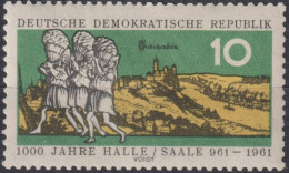 1961 DDR, ** Mi:DD 833 Yt:DD 549, Hallknechte , Burg, 1000 Jahre Halle A. D. Saale - Schlösser U. Burgen