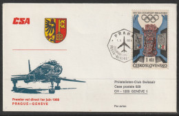 1968, CSA, Erstflug, Prague Praha - Genf - Luchtpost