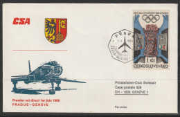 1968, CSA, Erstflug, Prague Praha - Genf - Luftpost