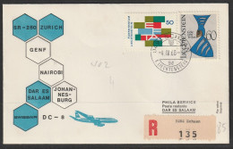 1968, Swissair, Erstflug, Liechtenstein - Dar Es Salaam Tanzania - Luftpost