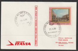 1969, Alitalia, Erstflug, Milano - Basel - Airmail