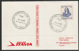 1969, Alitalia, Erstflug, Torino - Genf - Airmail