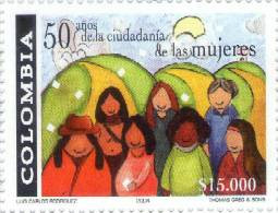 Lote 2323, Colombia, 2004, Sello, Stamp, 50 Años De La Ciudadania De Las Mujeres, Women, Rights, High Value Stamp, Mujer - Colombia