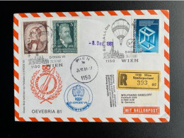 AUSTRIA 1981 REGISTERED COVER BALLOON POST VIENNA WIEN TO ULM 08-12-1981 OOSTENRIJK OSTERREICH EINSCHREIBEN - Lettres & Documents