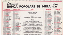 Calendarietto - Banca Popolare Di Intra - Gruppo Esagono - Anno 1991 - Petit Format : 1991-00