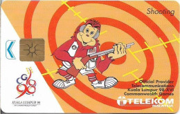 Malaysia - Telekom Malaysia (chip) - Kuala Lumpur '98 - Shooting, Chip Gem1B Not Symm. White/Gold, 1998, 5RM, Used - Maleisië