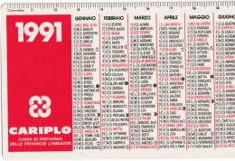 Calendarietto - Cariplo - Cassa Di Risparmio Delle Province Lombarde - Anno 1991 - Petit Format : 1991-00