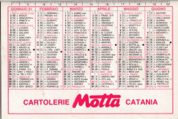 Calendarietto - Cartolerie Motta - Catania - Anno 1991 - Petit Format : 1991-00