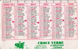 Calendarietto - Croce Verde - Servizio Ambulanze - Catania - Anno 1991 - Petit Format : 1991-00