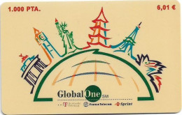 Spain - GlobalOne - Famous Buildings (Reverse 1), Exp. 08.2000, Remote Mem. 1.000Pta, Used - Sonstige & Ohne Zuordnung