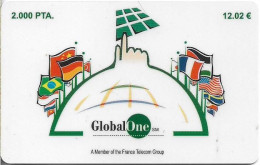 Spain - GlobalOne - Flags Of The World, Exp. 07.2001, Remote Mem. 2.000Pta, Used - Otros & Sin Clasificación