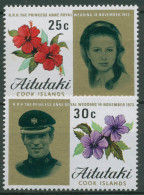 Aitutaki 1973 Prinzessin Anne Und Mark Phillips 80/81 Postfrisch - Aitutaki
