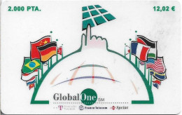 Spain - GlobalOne - Flags Of The World, Exp. 08.2000, Remote Mem. 2.000Pta, Used - Andere & Zonder Classificatie