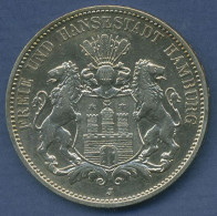 Hamburg 3 Mark Silber 1909 J, Wappen Der Hansestadt, J 64 Vz (m6579) - 2, 3 & 5 Mark Argento