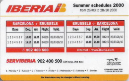 Spain - GlobalOne - Iberia Timetable, Summer Schedules 2000, No Expiry, Remote Mem. Mint - Otros & Sin Clasificación