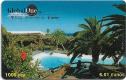 Spain - GlobalOne - Palm Beach Resort (Reverse 2), Exp. 08.2000, Remote Mem. 1.000Pta, Used - Otros & Sin Clasificación