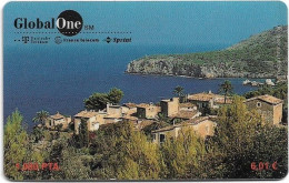 Spain - GlobalOne - Village At Sea Shore, Exp. 08.2000, Remote Mem. 1.000Pta, Used - Andere & Zonder Classificatie
