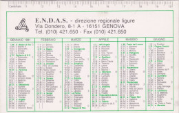 Calendarietto - E.N.D.A.S. - Direzione Regionale Ligure - Genova - Anno 1991 - Petit Format : 1991-00