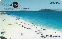 Spain - GlobalOne - White Sandbeach, Exp. 08.2000, Remote Mem. 2.000Pta, Used - Otros & Sin Clasificación