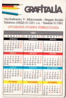 Calendarietto - Grafitalia - Mancasale - Reggio Emilia - Anno 1991 - Petit Format : 1991-00