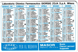 Calendarietto - Laboratorio Chimico Farmaceutico - Giorgio Zoja - Milano - Anno 1991 - Petit Format : 1991-00