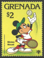 460 Grenada Disney $2.00 Mickey Balle Ball Tennis Raquette Racket MNH ** Neuf SC (GRE-186b) - Tennis