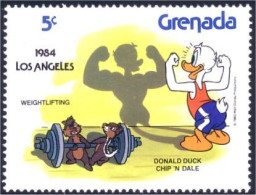 460 Grenada Disney Donald Halterophilie Weight Lift Weightlifting MNH ** Neuf SC (GRE-96c) - Summer 1984: Los Angeles