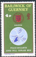 468 Guernsey Peace On Earth Paix Sur Terre Armoiries Coat Of Arms Carte Map MNH ** Neuf SC (GUE-5) - Guernesey