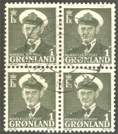 464 Greenland Christian X Block 4 Stamps (GRN-1) - Used Stamps