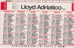 Calendarietto - Lloyd Adriatico S.p.a. - Anno 1991 - Petit Format : 1991-00