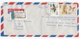 1987 Registered CINNAMON GARDEN Sri Lanka COVER Stamps  Bird Butterfly Civet  Air Mail To GB Reg Label  Spice Food - Sri Lanka (Ceylon) (1948-...)