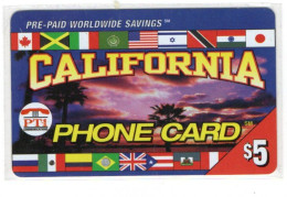 ETATS-UNIS PREPAID PT1 CALIFORNIA PHONE CARD 5$ DRAPEAUX Date 06/2000 - Altri & Non Classificati