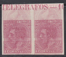 001074/ Spain 1879 Sc244 10c Red Imperf Double Print Marginal Pair - Ungebraucht