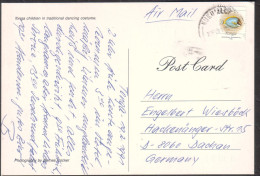 Tonga Cover Postcard To Germany - 1990 Small Size 32s Fish Pays Postcard Rate - Tonga (1970-...)