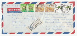 1984 Registered VANNARPONNAI Sri Lanka COVER Multi Stamps  Air Mail To GB Reg Label - Sri Lanka (Ceylon) (1948-...)